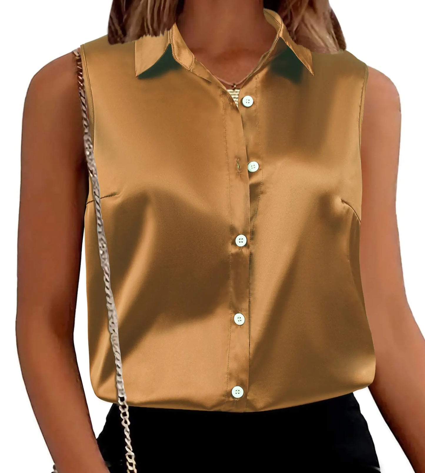 Executive Satin Tank - Coffee