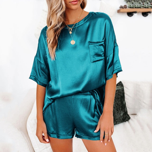 Summer Satin Pajamas Set Women