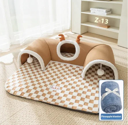 Cama túnel para gatos con forma de escondite