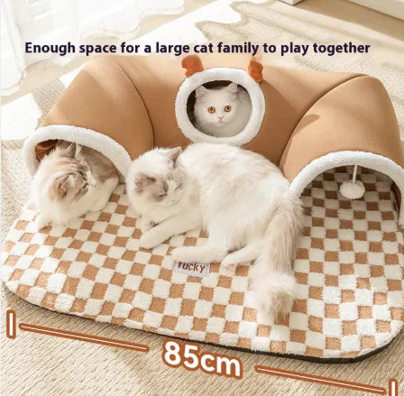 Cama túnel para gatos con forma de escondite