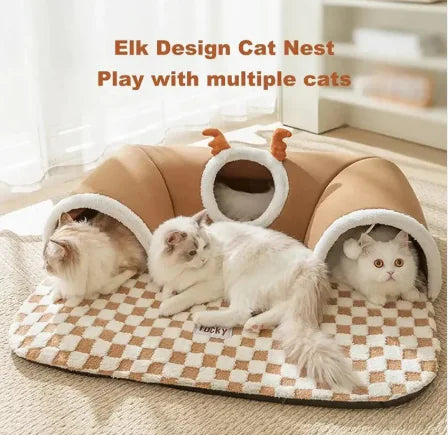 Cama túnel para gatos con forma de escondite
