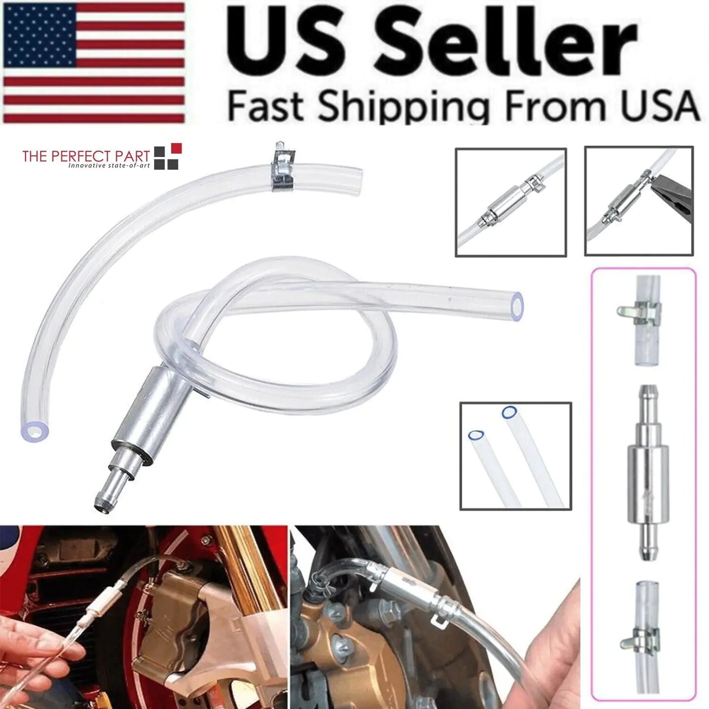 Car Motorcycle Clutch Brake Bleeder Hose One Way Valve Tube Bleeding Tool Set