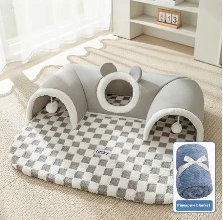 Cama túnel para gatos con forma de escondite