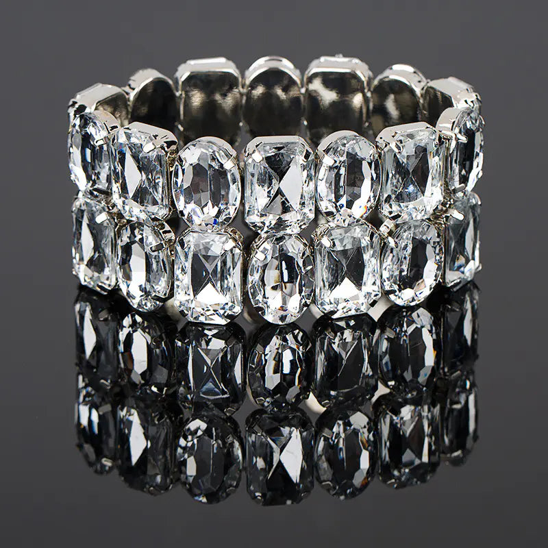 Elegant Rhinestone Leaf Bracelet