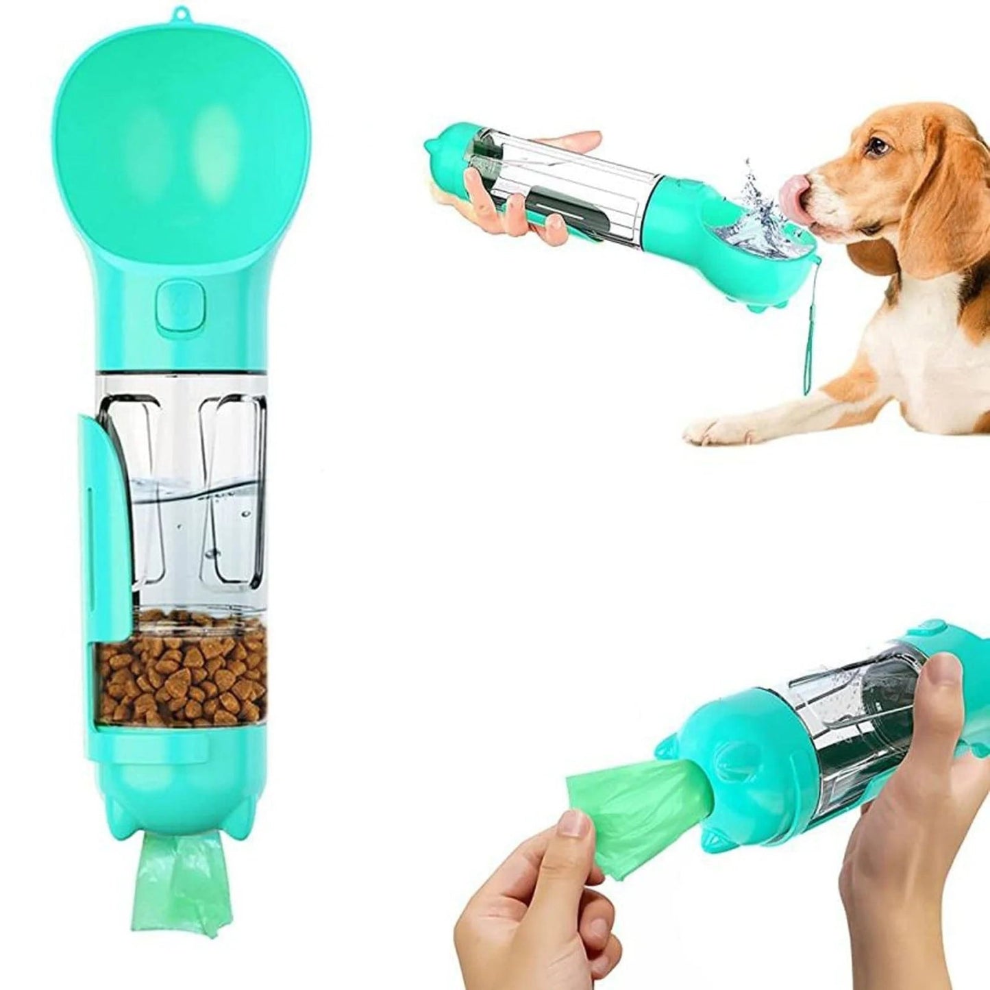 Botella de agua para perros 3 en 1