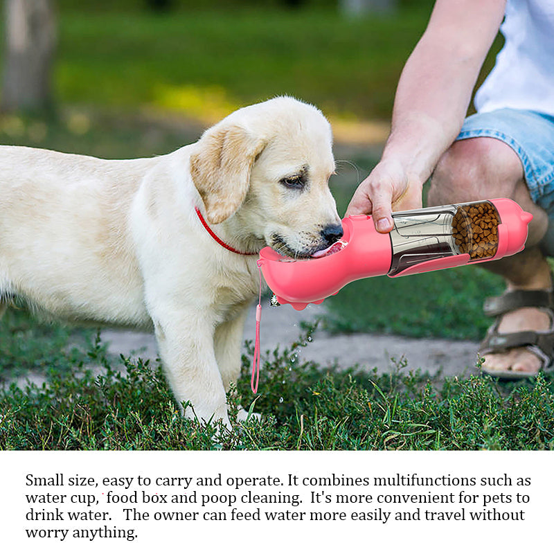 Botella de agua para perros 3 en 1